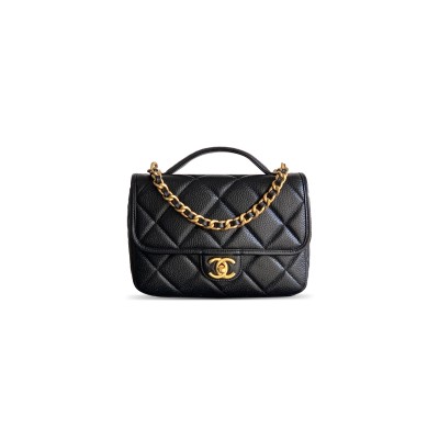 CHANEL SMALL GRAINED CALFSKIN HANDLE FLAP MESSENGER BAG AS5147 (22*15.5*6cm)
